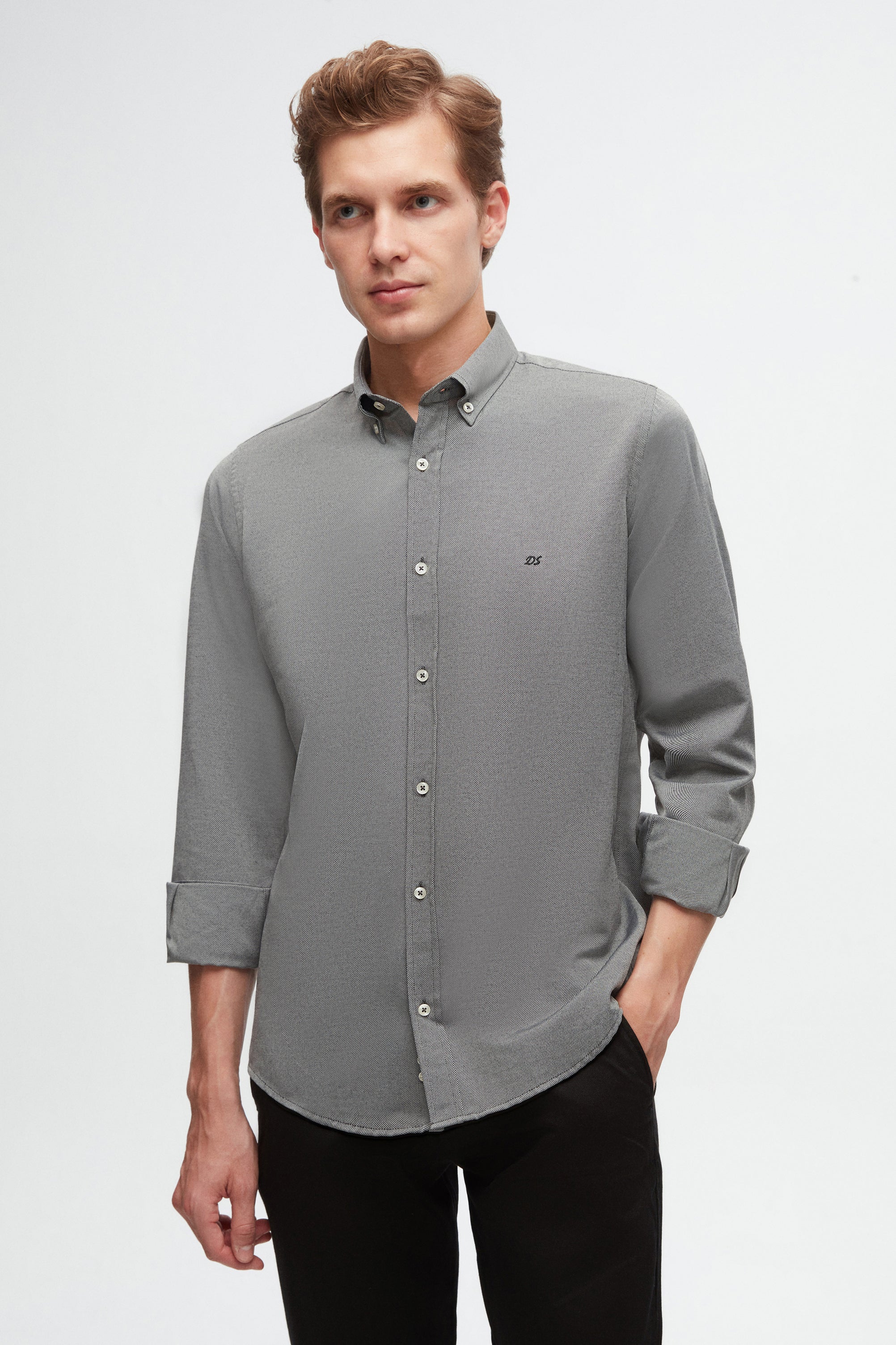 DS DAMAT SLIM FIT SHIRT - ANTRACITE