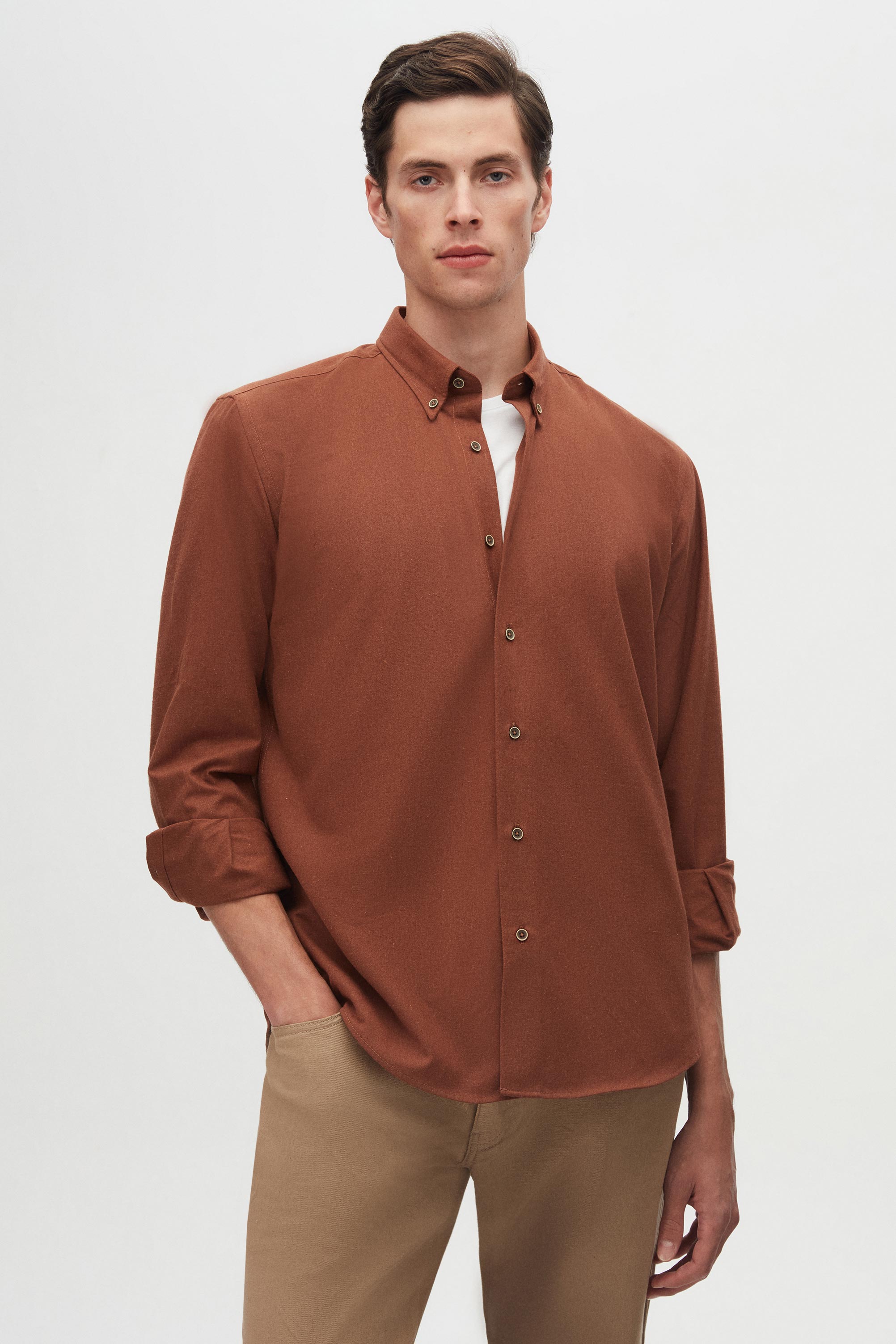 DS DAMAT REGULAR FIT SHIRT - CAFFÈ