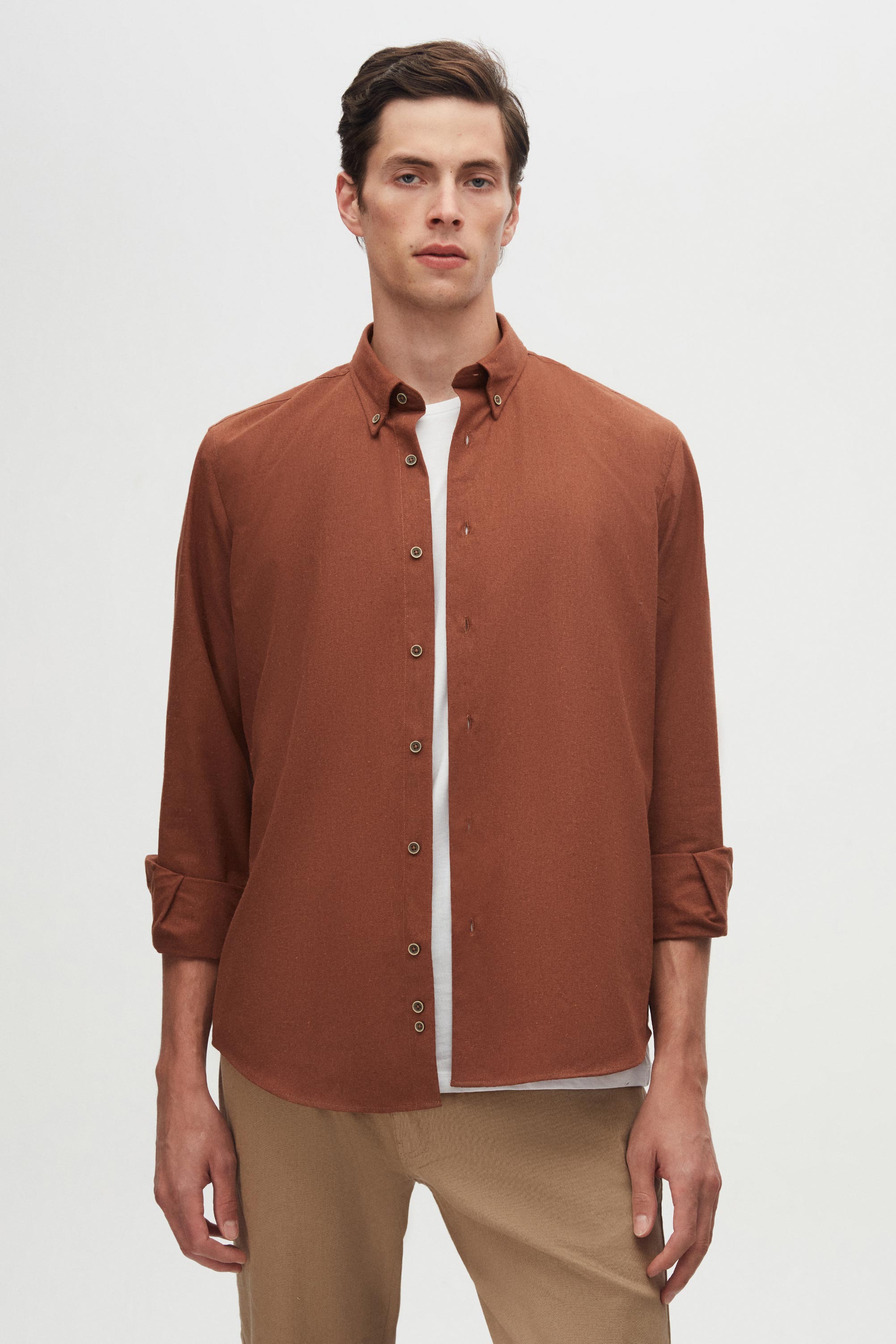 DS DAMAT REGULAR FIT SHIRT - CAFFÈ